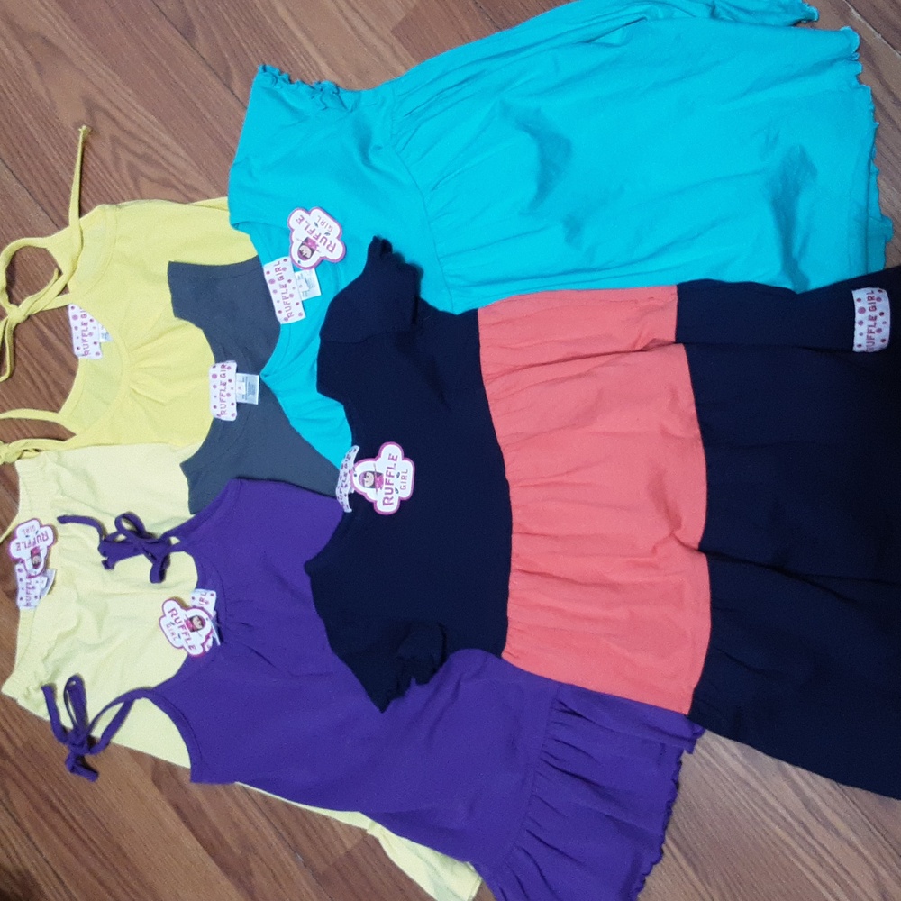 RUFFLE GIRL Colorful Kids Dresses Set ( Bundle Of 6 )